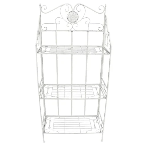 Antique White Metal Baker'S Rack With Folding Shelves, 51 Less Expensive