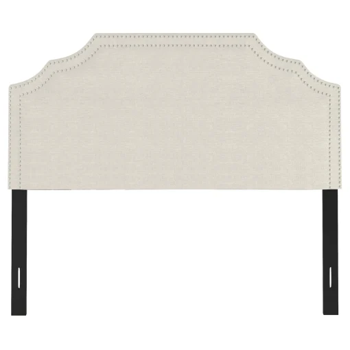 Belize Cream Nail Head Trim Queen Headboard Premium