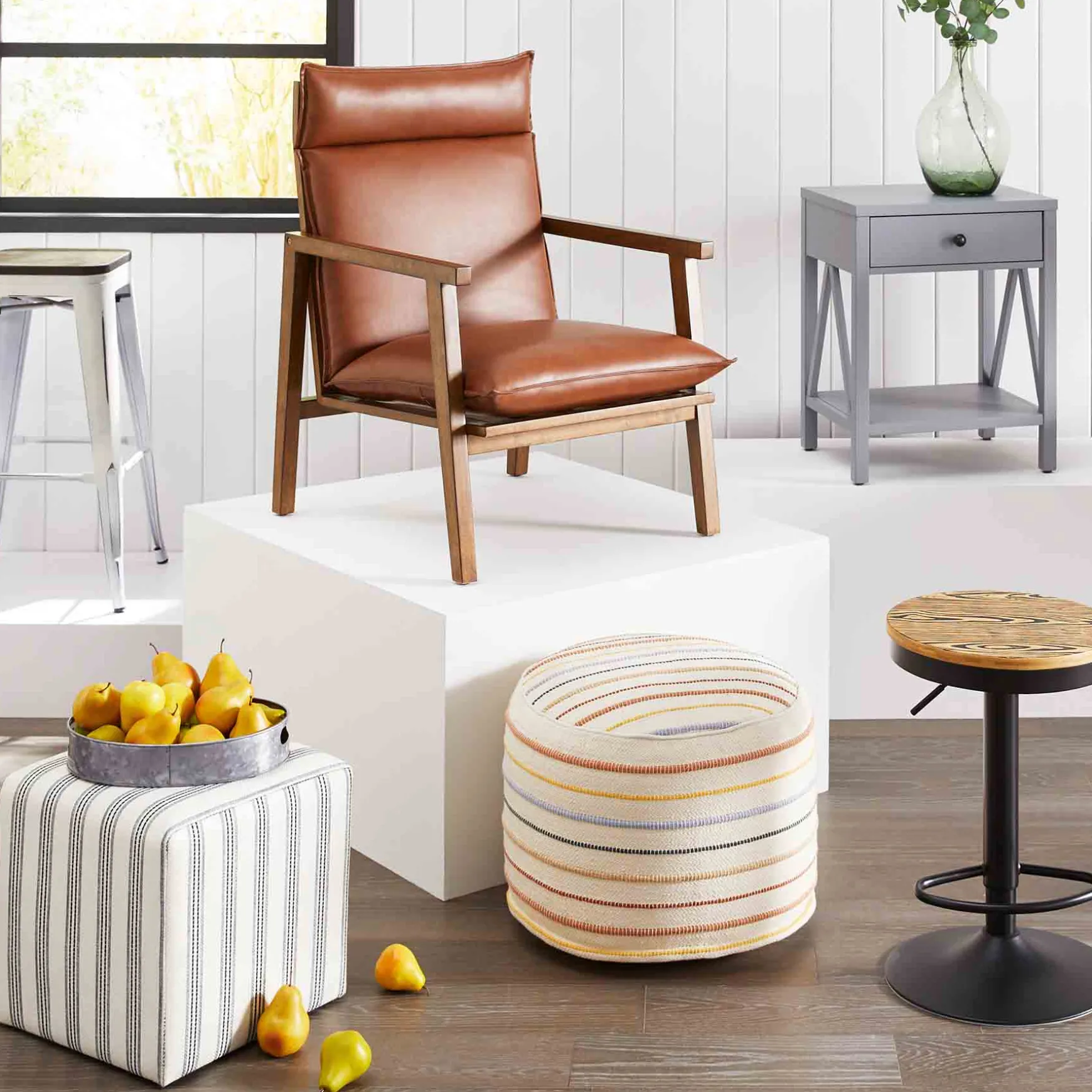 Cottage Thin Striped Ottoman Promotion