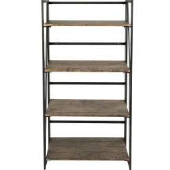 Dakota 4-Tier Black & Brown Industrial Modern Bookshelf, 49 Low Price