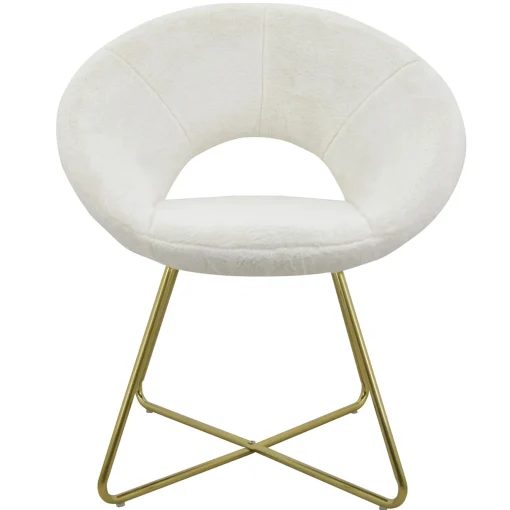 Felicity Faux Fur Accent Chair Cream Gift Selection