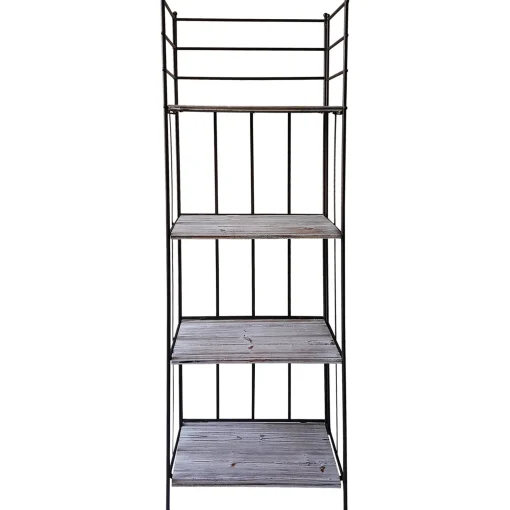 63In. Metal Baker Rack With Folding Wood Top Shelves Featured
