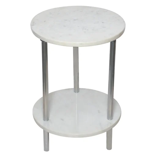 Laila Ali Iris White Marble Accent Table Opening Sales
