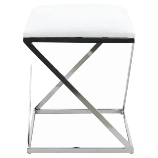 Laila Ali Modern White Velvet Ottoman Promotion