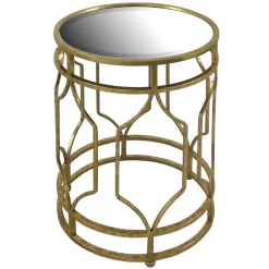 Mirror Top Table With Gold Quatrefoil Base, Small Promotion