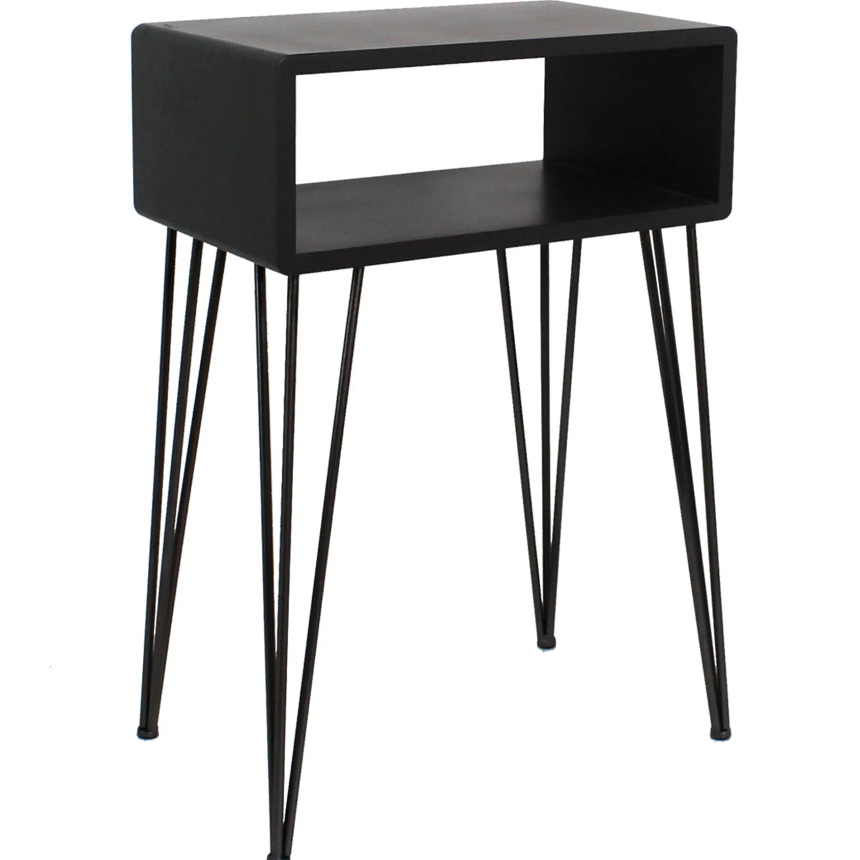 Open-Storage Accent Table With Hairpin Legs, Dark Grey Outlet