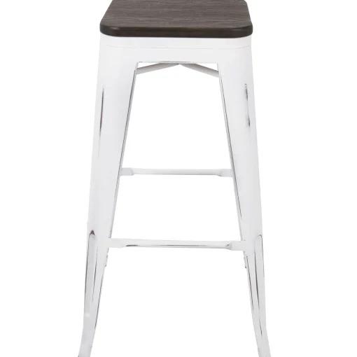 Oregon Vintage White Industrial Backless Barstool, 30 Opening Sales