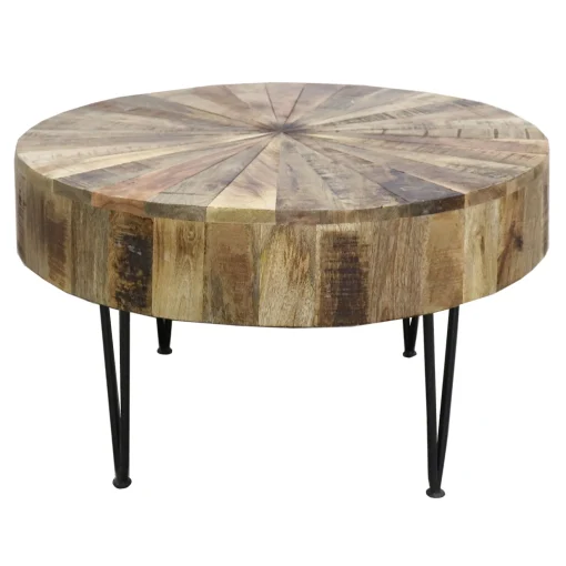 Round Mango Wood Coffee Table With Metal Hairpin Legs Cheaper