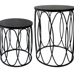Round Wood Top With Oval Metal Table, Large Online Discount