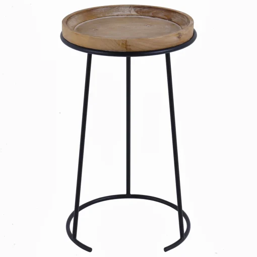 Round Wood-Top Metal C-Table Clearance