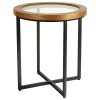 Wood Edge Glass Top Accent Table Good Quality